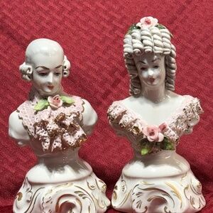 Cordey Vintage Pair Man/Lady Ornate Bust 17th Century Victorian Style